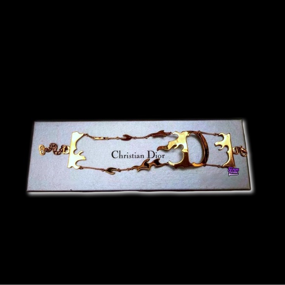 Vintage Christian Dior Flaming “D” Logo runway XL Logo Bracelet by John Galliano - Picture 14 of 14